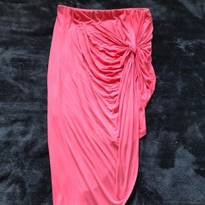 Asymmetrical neon pink skirt